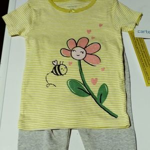 Carters Girls Flower Themed 4 piece pajama set